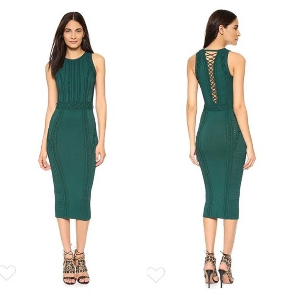 Lace-Up Marietta Teal Stretch Knit Dress